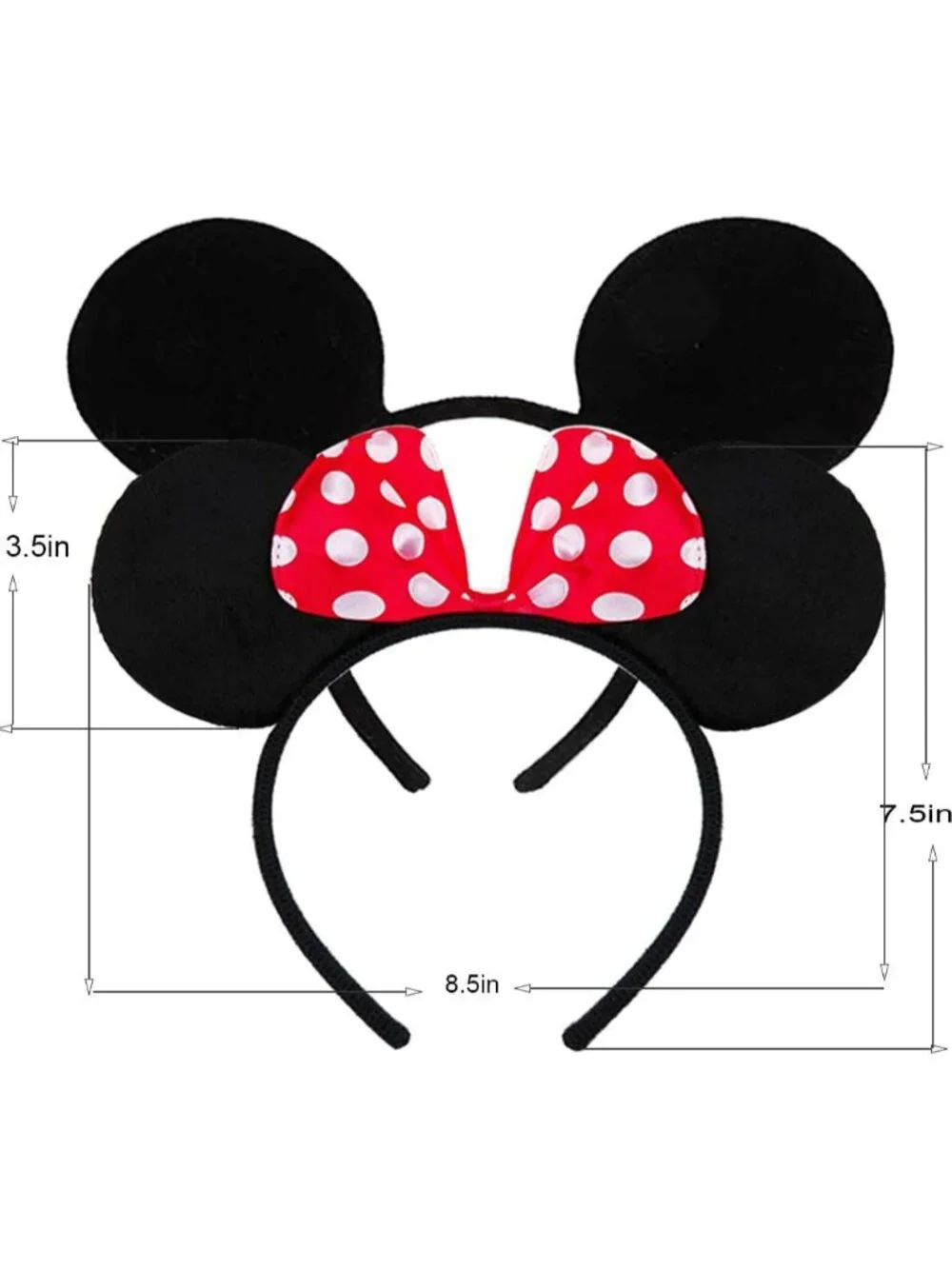 Women Red Dot&black Sequin Handmade Mickey Mouse Headband 2 Pieces